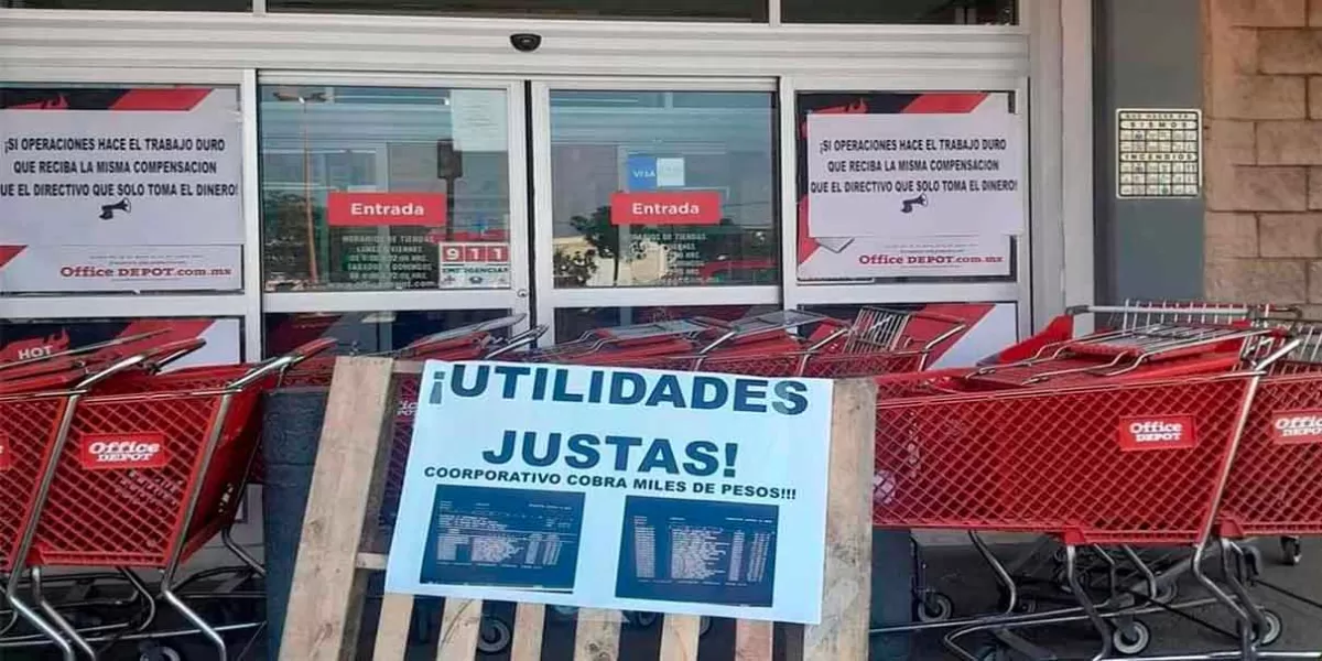 Paro laboral en sucursales de Office Depot de Puebla; inconformes por reparto de utilidades