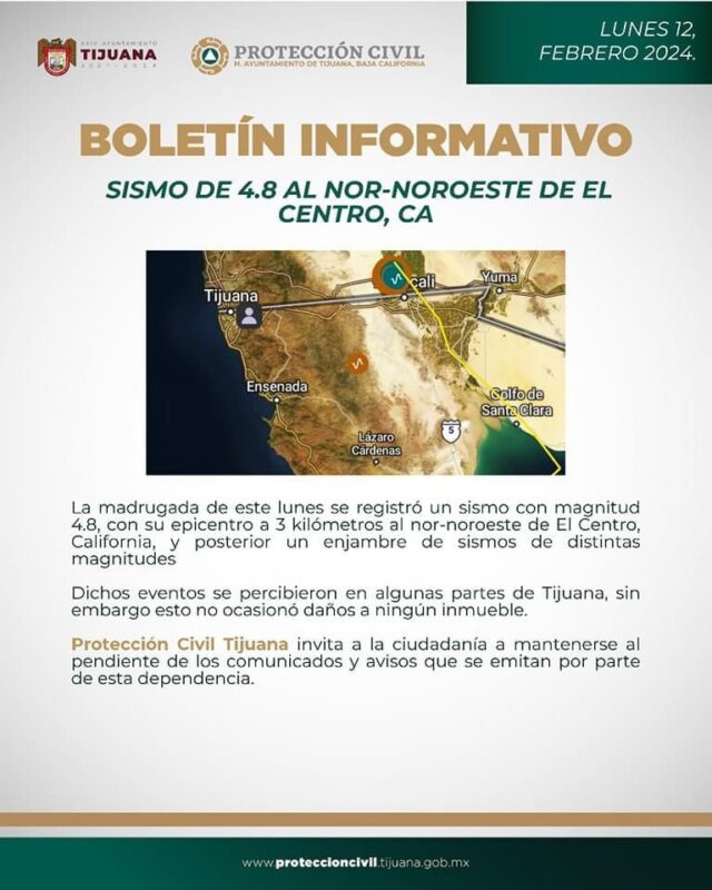 Sin daños estructurales por sismo en Baja California