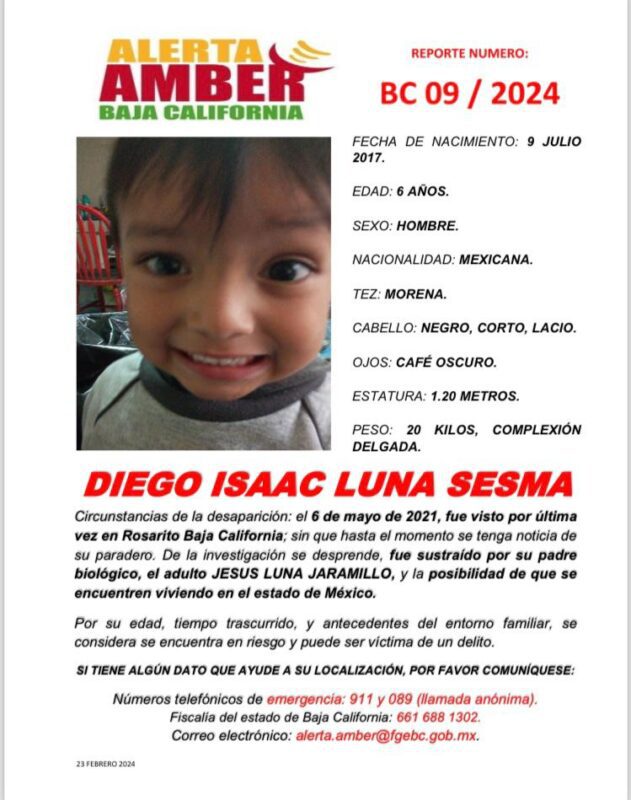 Alerta Amber Baja California Diego Isaac y César Alexander Luna Sesma de 6 y 8 años de edad