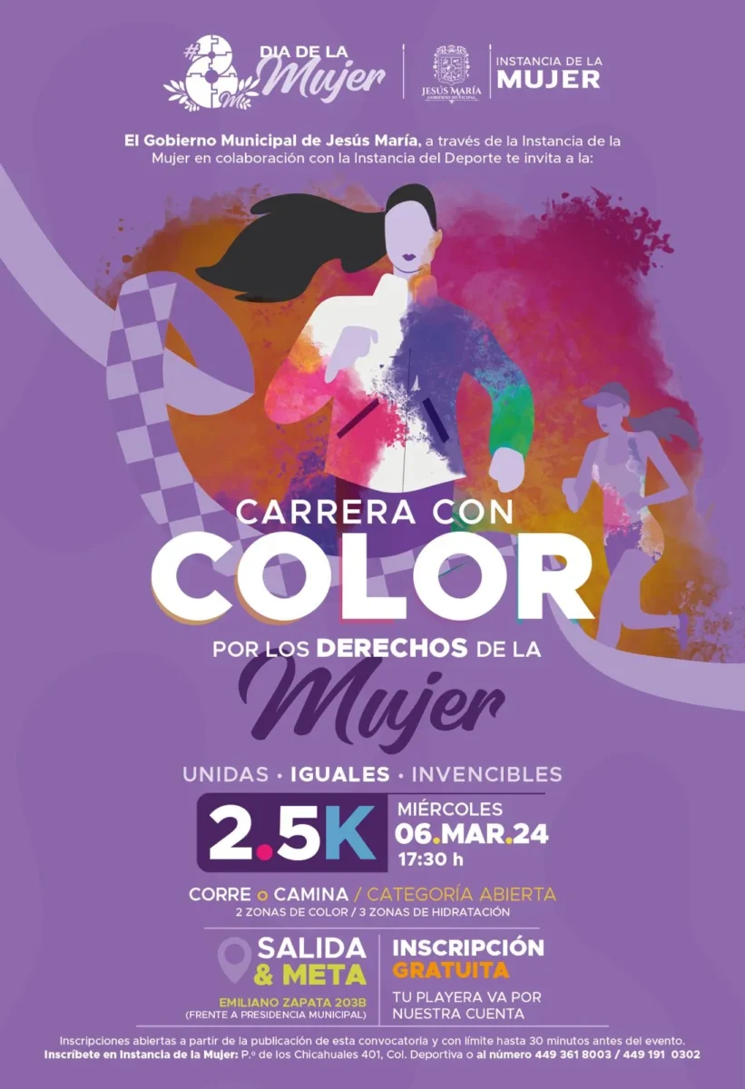 Invita Jesús María a carrera por el día de la mujer