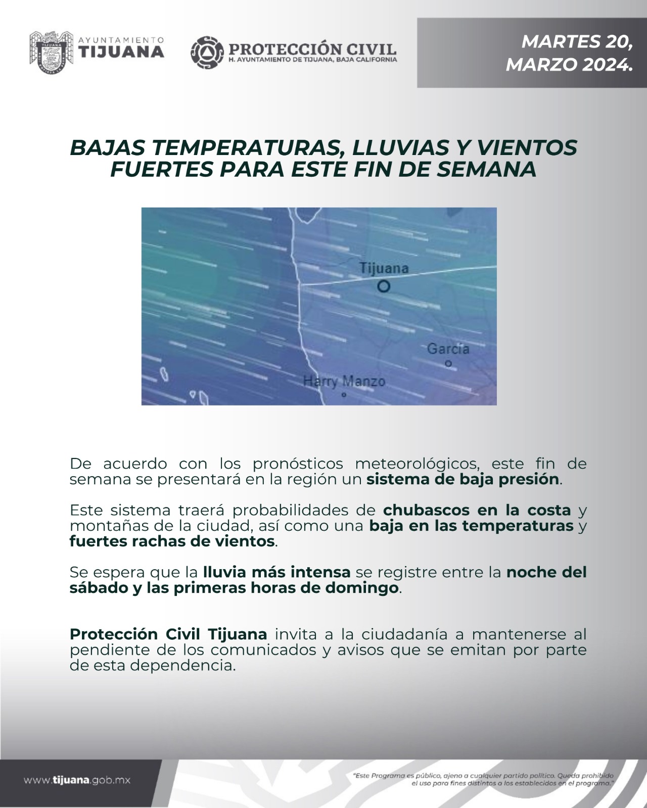 Boletín informativo de protección civil