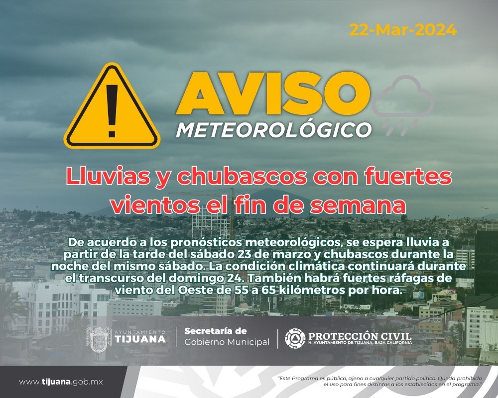 AVISO METEOROLÓGICO DE PROTECCIÓN CIVIL TIJUANA