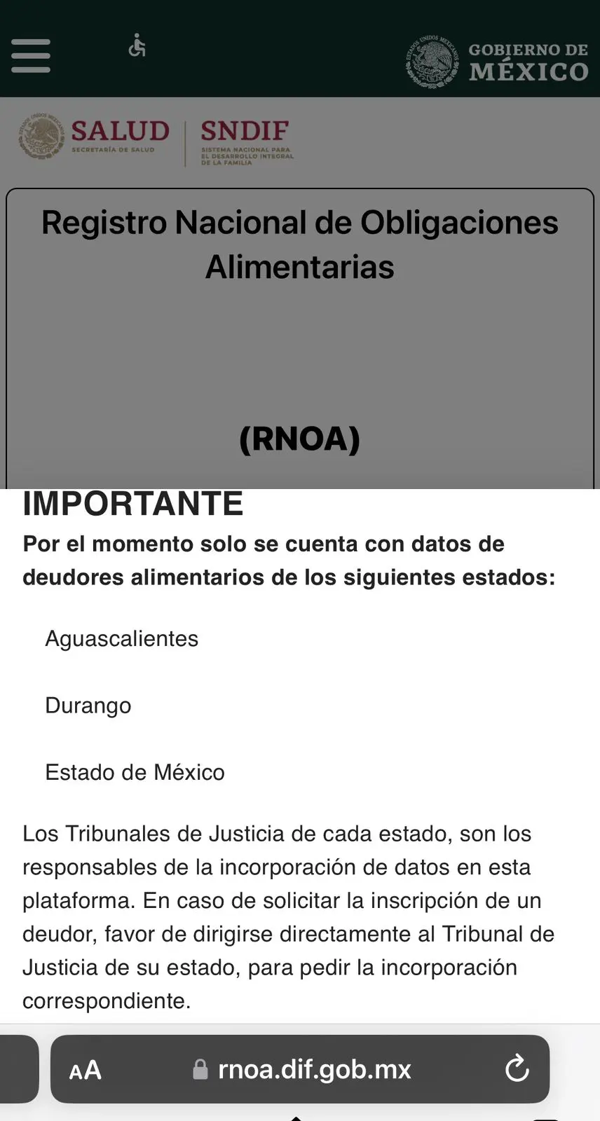 Durango ya registra 60 deudores de pensión alimenticia