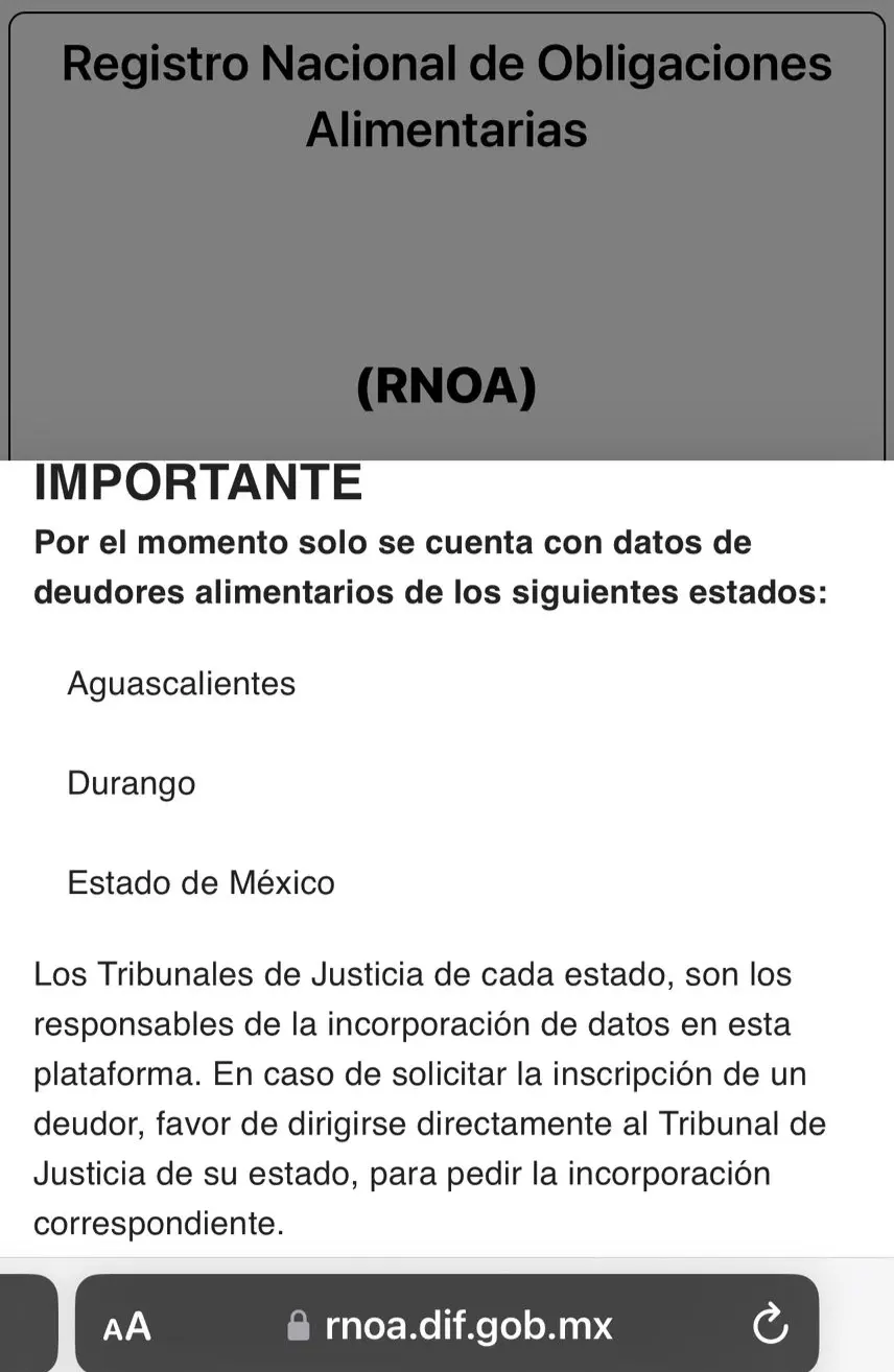 Durango comenzará a registrar a deudores alimentarios en RENOA