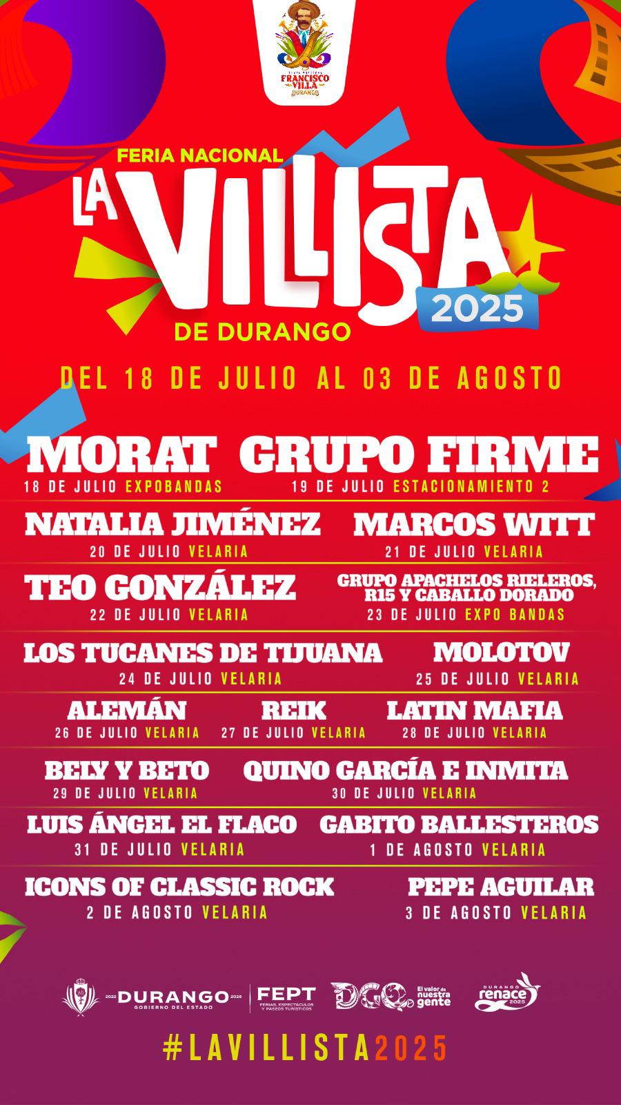 Estos son los artistas que estarán en la Feria Villista de Durango este 2025