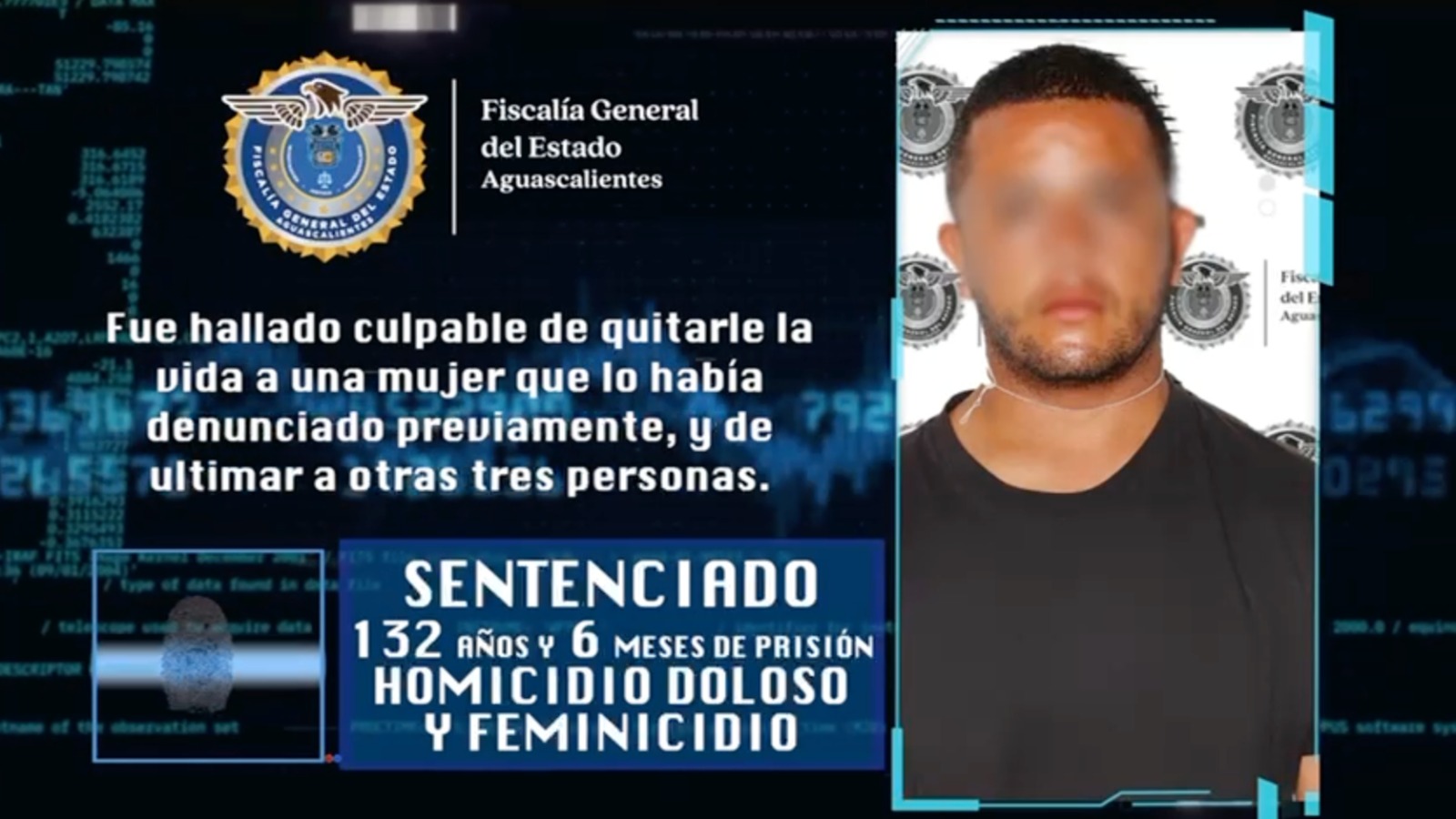 Sentencian a multihomicida de La Ribera a 132 años de prisión