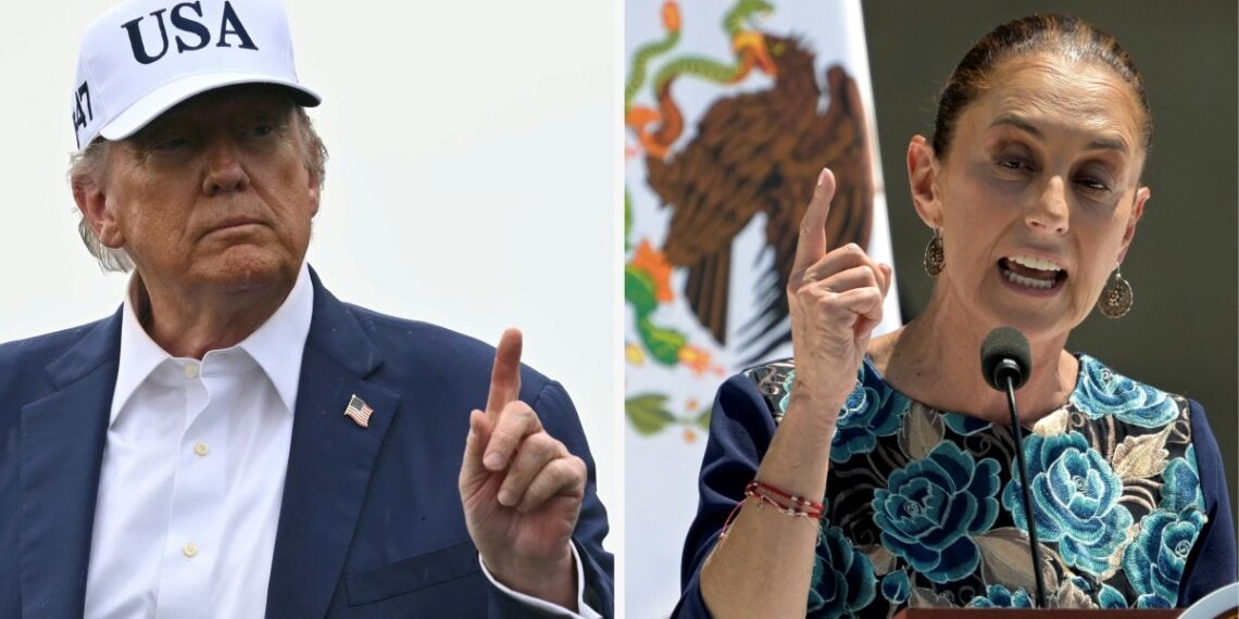 Donald Trump y Claudia Sheinbaum han tenido una serie de llamadas por tensiones impuestas desde Washington. (Photo by ANDREW CABALLERO-REYNOLDS and Alfredo ESTRELLA / AFP)