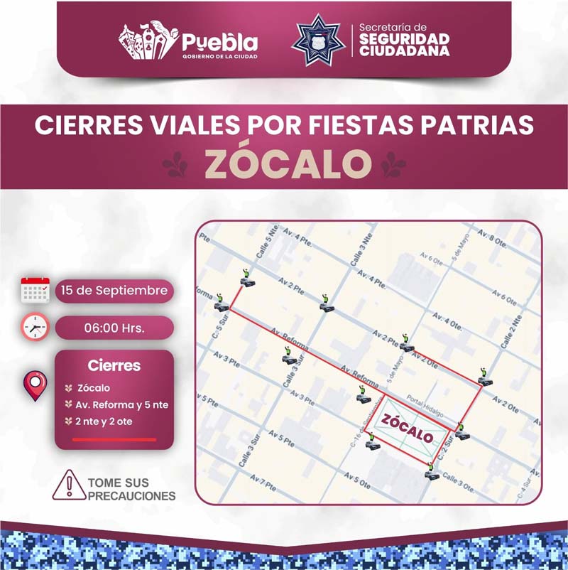 Zócalo y Paseo Bravo restringidos por Grito de Independencia; revisa rutas y transporte