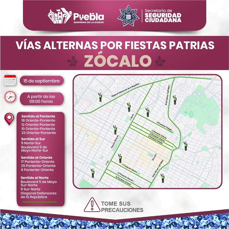 Zócalo y Paseo Bravo restringidos por Grito de Independencia; revisa rutas y transporte