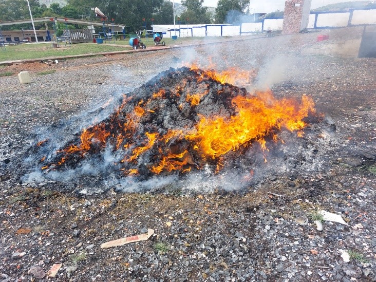 FGR incinera más de 330 kilos de narcóticos y destruye máquinas tragamonedas en Aguascalientes