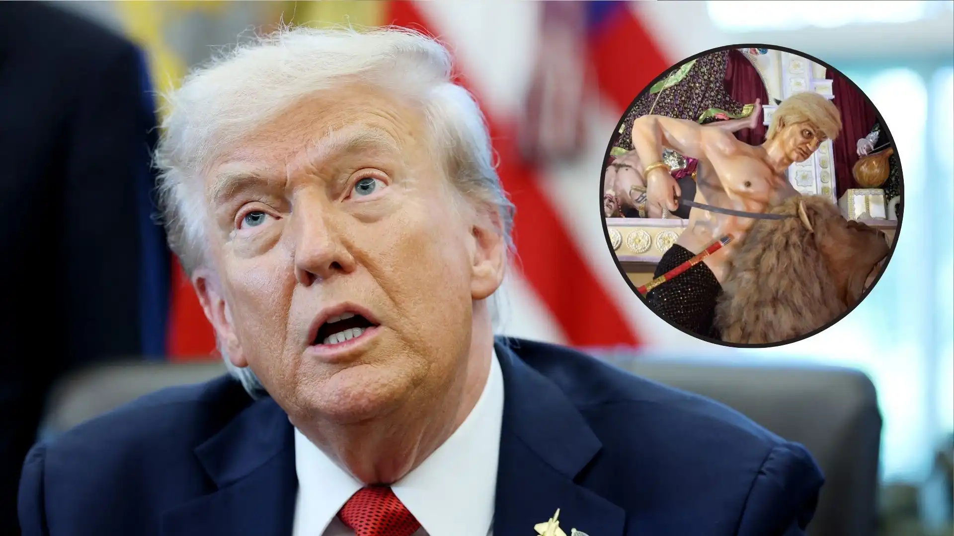 Trump se convierte en demonio: así lo representan en el festival hindú Durga Puja