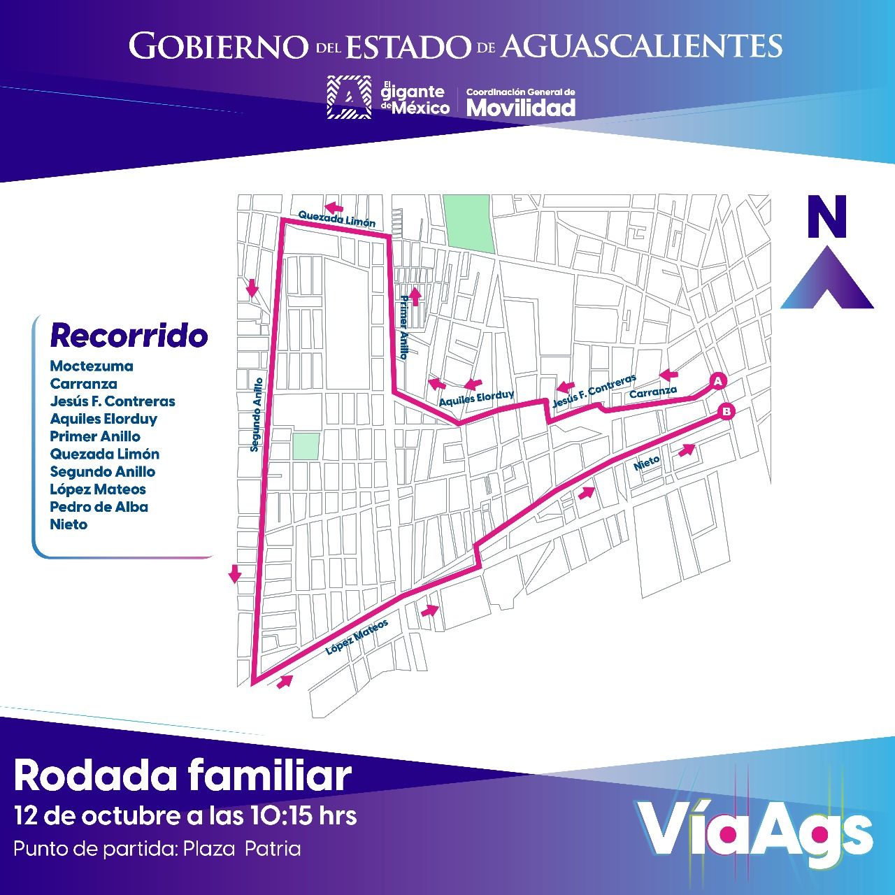 Pedalea junto con tu familia por varias calles del centro de la ciudad