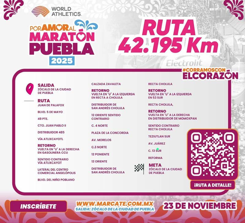 Este domingo será el Maratón Puebla 2025: calles cerradas, horarios y zonas a evitar