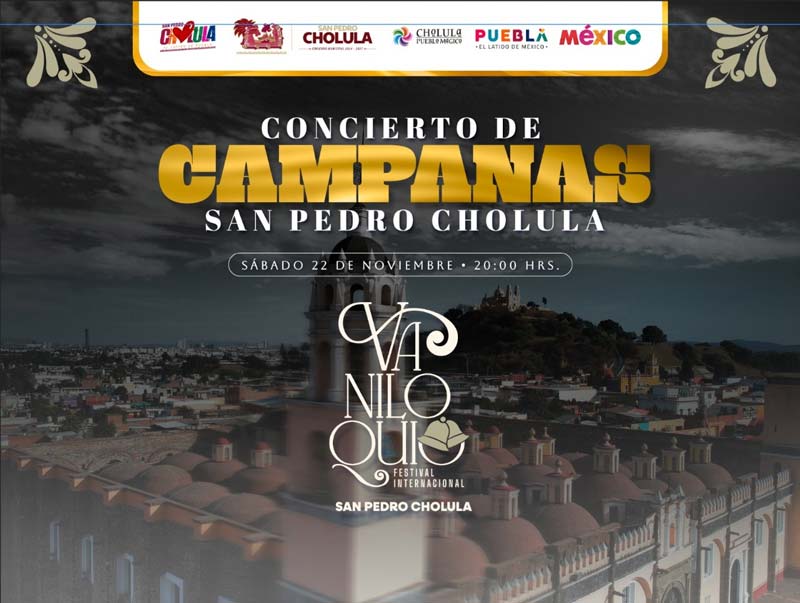 Concierto de campanas iluminará esta noche a San Pedro Cholula