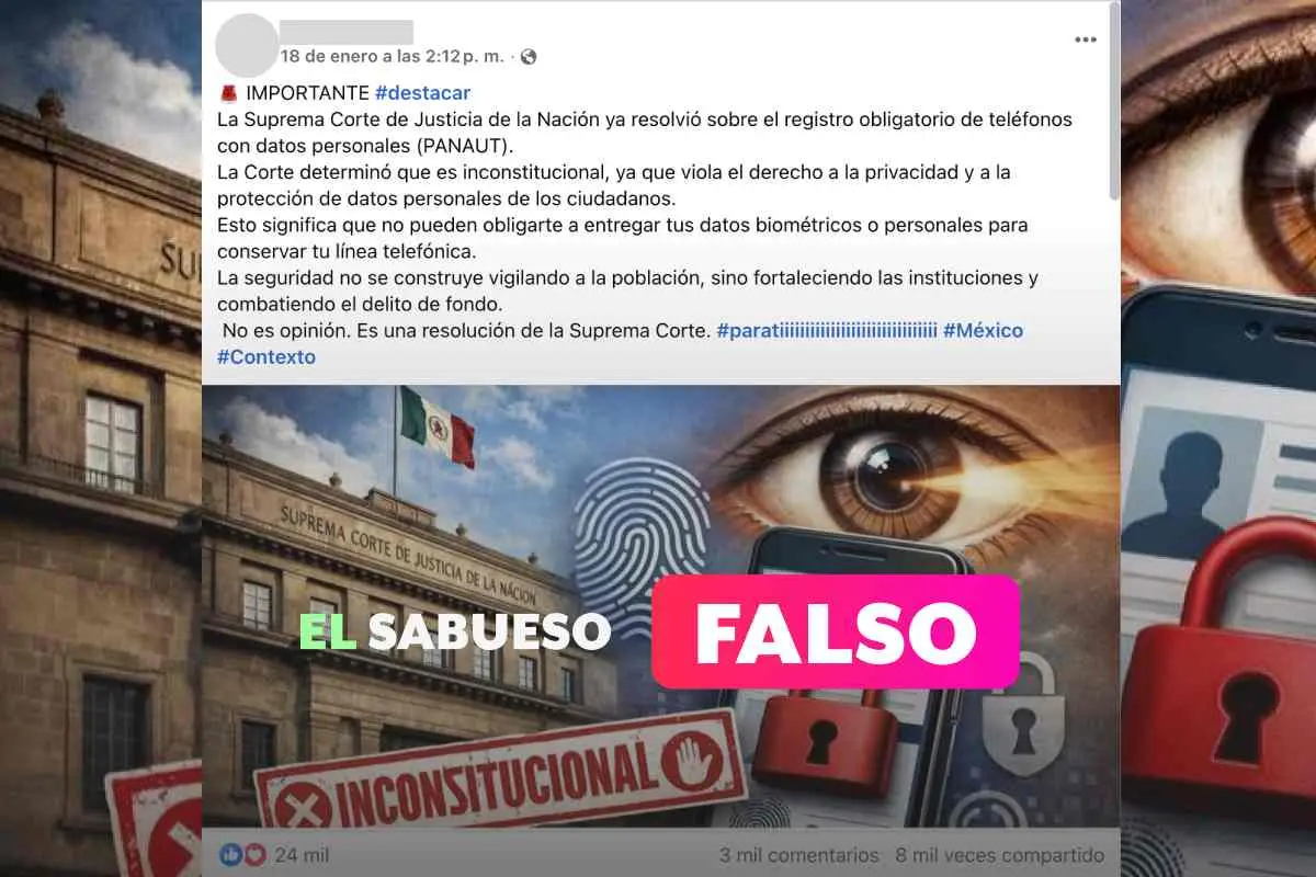Es falso que el Panaut y el registro obligatorio de líneas celulares son lo mismo