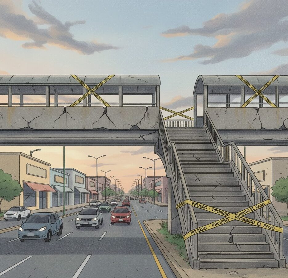 Demolerán puente peatonal en Av. Aguascalientes tras detectar riesgos