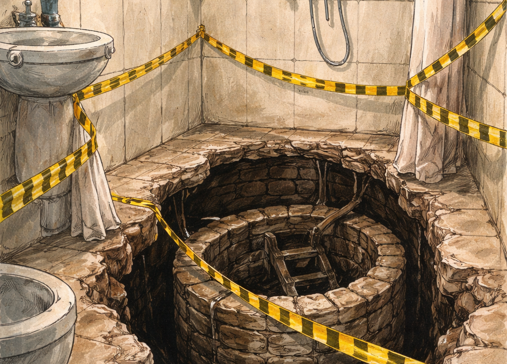 Detectan antigua noria tras socavón en vivienda del centro; piden revisar fincas antiguas