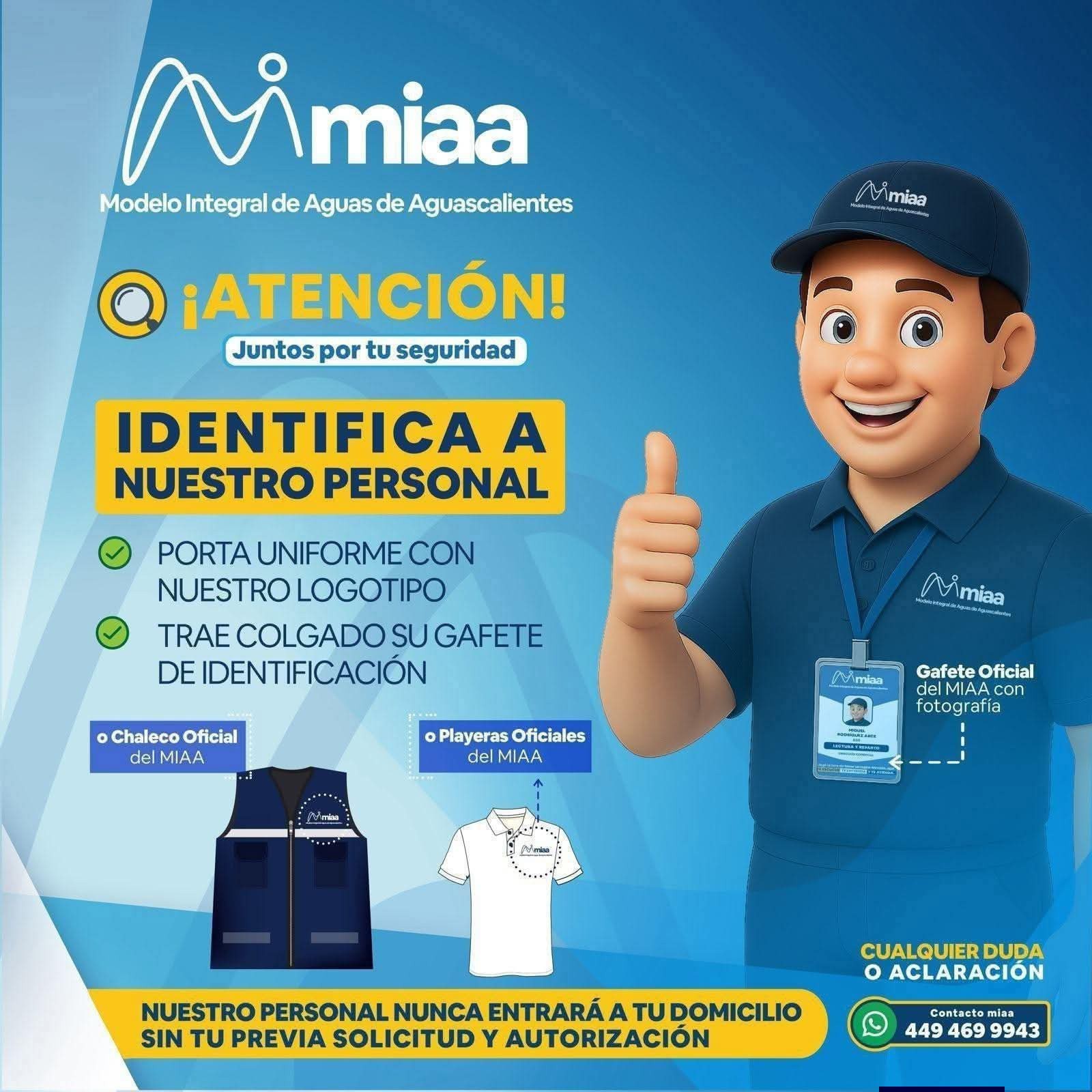 MIAA pide a usuarios verificar identidad de su personal antes de cualquier atención