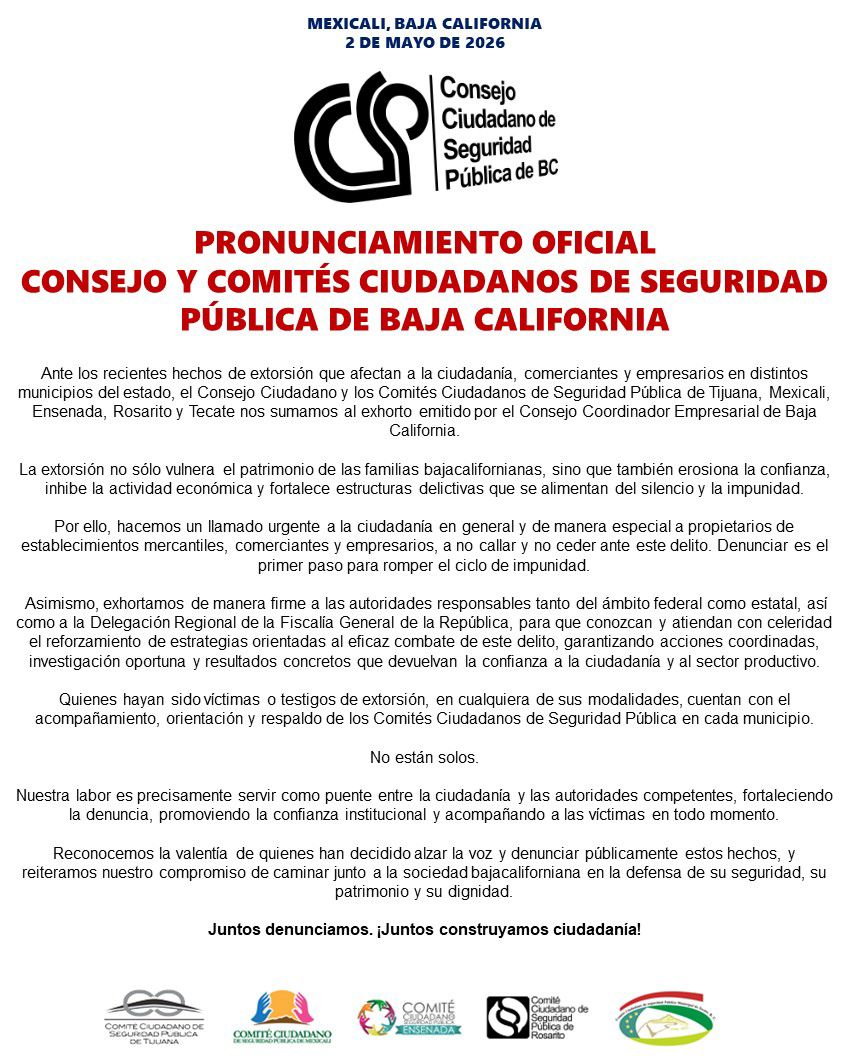 EXTORSIÓN EN BC: URGEN ACCIONES EFECTIVAS Y DENUNCIA CIUDADANA