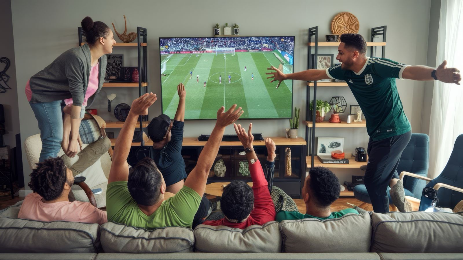 La sala de la casa se convierte en la máxima tribuna futbolera