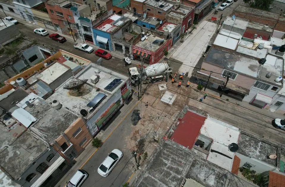 Por concluir, repavimentación en Josefa Ortiz de Domínguez y 5 de febrero