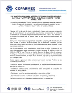 Imagen: Posicionamiento de COPARMEX sobre campañas anticipadas / Nw Noticias Baja California.