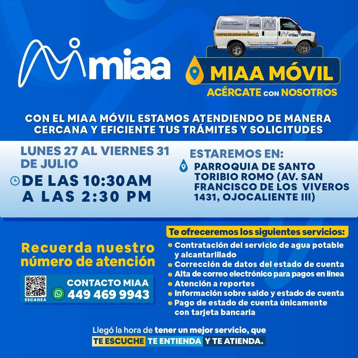 MIAA Móvil acercará trámites y atención a vecinos de Ojocaliente III esta semana