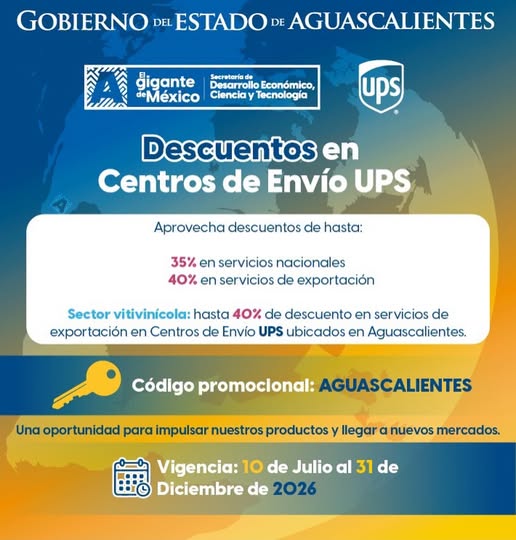 Aguascalientes impulsa exportaciones con descuentos en servicios de UPS