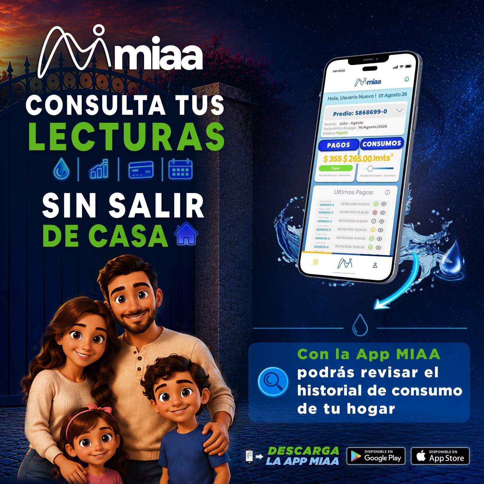 App MIAA permite consultar el historial de consumo de agua desde el celular