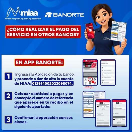 MIAA informa cómo pagar el servicio de agua desde la app de Banorte