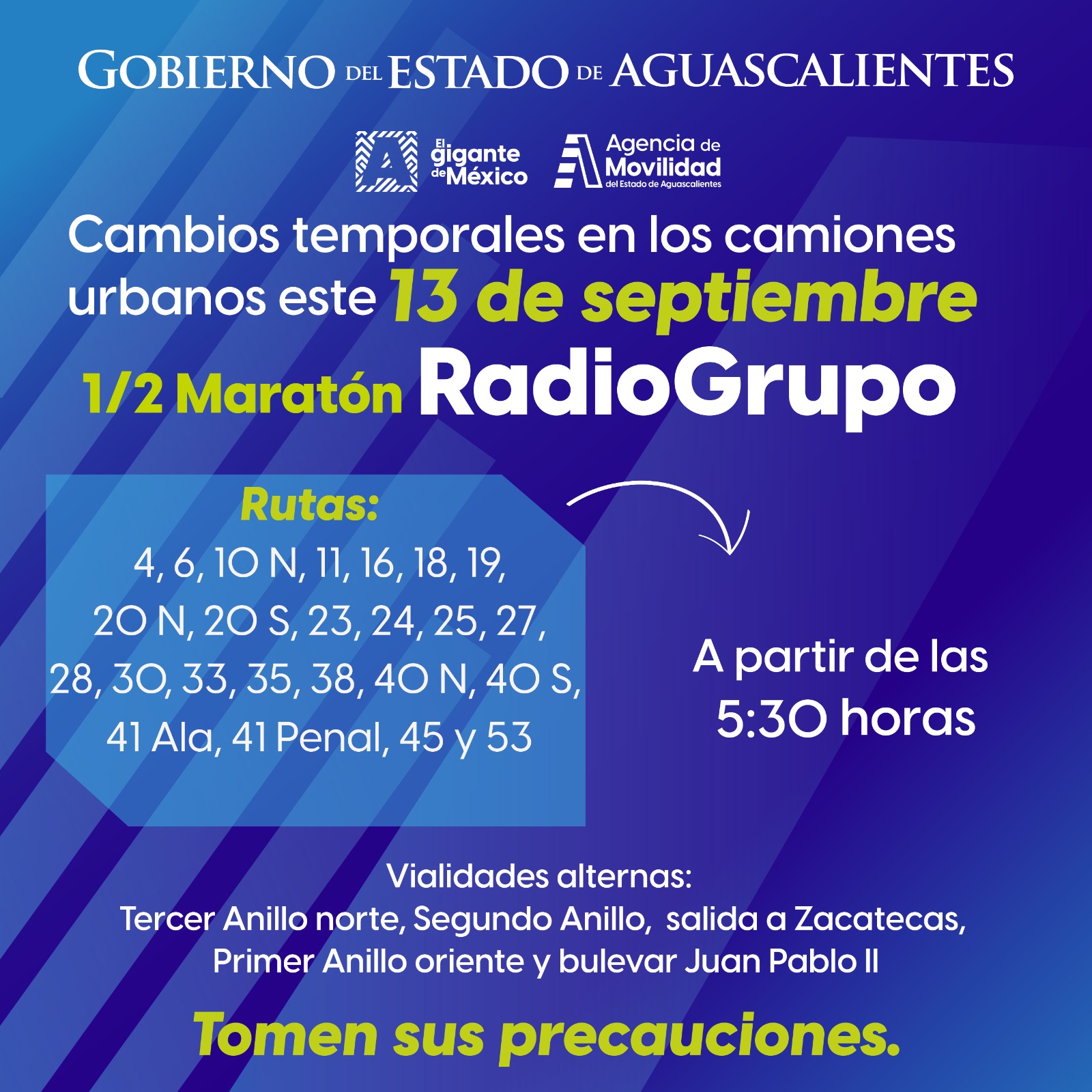 Cambios en urbanos este domingo por Medio Maratón Radio Grupo