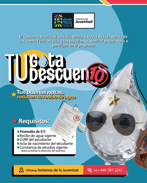 ¿Tienes promedio de 9.5? Puedes acceder a 50% de descuento en el agua en Jesús María