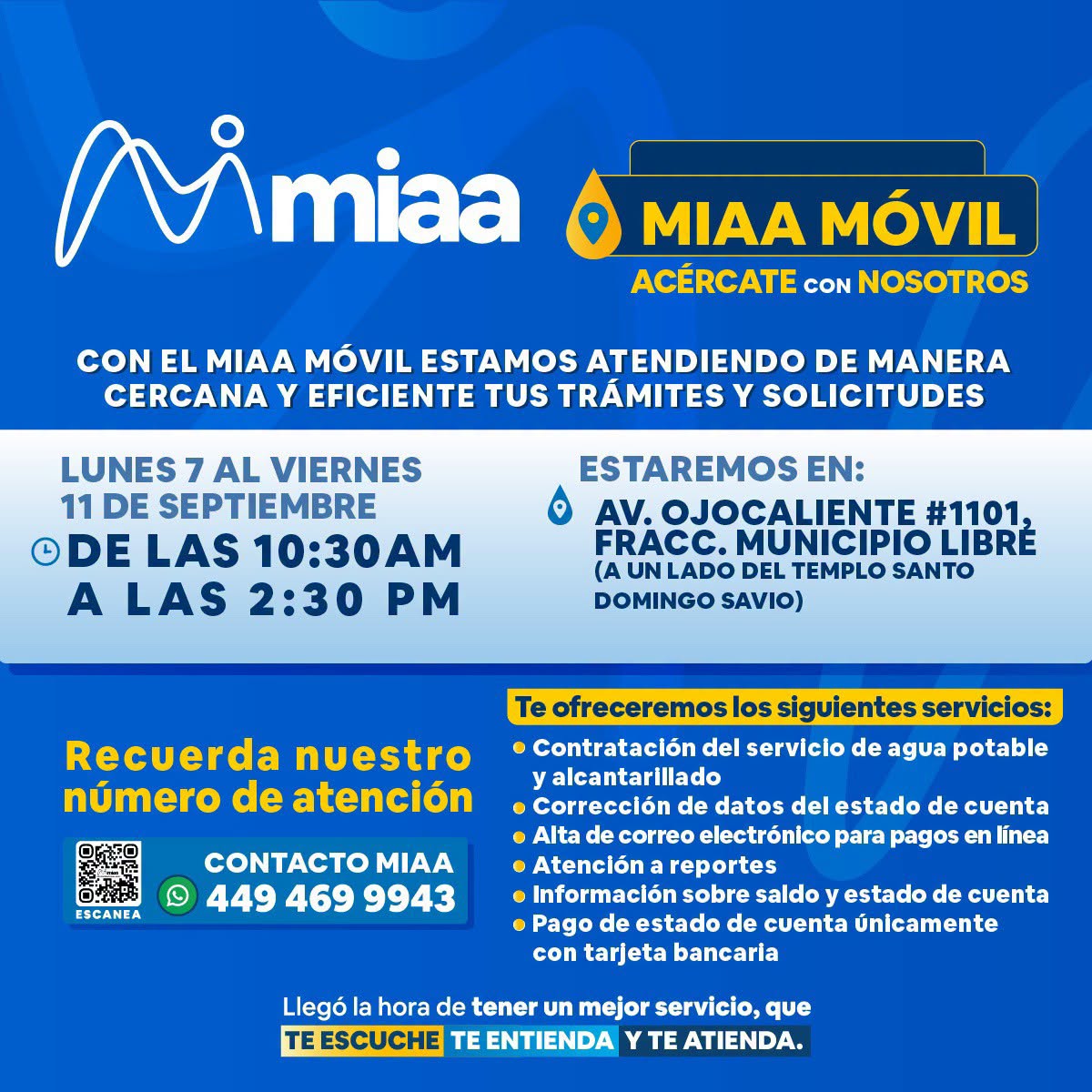 MIAA Móvil acercará servicios a vecinos del fraccionamiento Municipio Libre