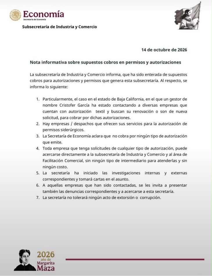 🚨KURT HONOLD DIFUNDE ALERTA DE LA SECRETARÍA DE ECONOMÍA POR PRESUNTOS COBROS INDEBIDOS A EMPRESAS EN BAJA CALIFORNIA
